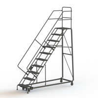 Heavy Duty Safety Slope Ladder, 10 Steps, Serrated, 50° Incline, 100" High Pathway Supply LP