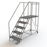Mobile Work Platform, Steel, 5 Steps, 50" H, 47" D, 24" Step, Serrated Pathway Supply LP