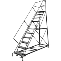 Safety Slope Rolling Ladder, 11 Steps, Perforated, 50° Incline, 110" High Pathway Supply LP