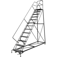 Safety Slope Rolling Ladder, 13 Steps, Perforated, 50° Incline, 130" High Pathway Supply LP