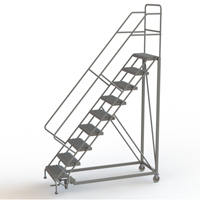 Safety Slope Rolling Ladder, 9 Steps, Serrated, 50° Incline, 90" High Pathway Supply LP