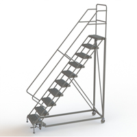 Safety Slope Rolling Ladder, 10 Steps, Serrated, 50° Incline, 100" High Pathway Supply LP