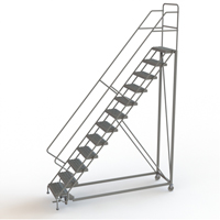 Safety Slope Rolling Ladder, 12 Steps, Serrated, 50° Incline, 120" High Pathway Supply LP