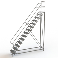 Safety Slope Rolling Ladder, 14 Steps, Serrated, 50° Incline, 140" High Pathway Supply LP