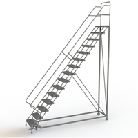 Safety Slope Rolling Ladder, 15 Steps, Serrated, 50° Incline, 150" High Pathway Supply LP