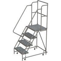 Deep Top Step Rolling Ladder, 4 Steps, 16" Step Width, 40" Platform Height, Steel Pathway Supply LP
