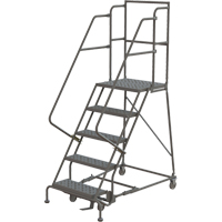 Deep Top Step Rolling Ladder, 5 Steps, 16" Step Width, 50" Platform Height, Steel Pathway Supply LP