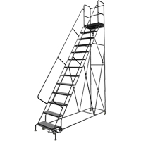 Deep Top Step Rolling Ladder, 13 Steps, 24" Step Width, 130" Platform Height, Steel Pathway Supply LP
