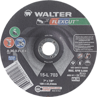 Flexcut Depressed Centre Grinding Wheels, 7", 36 Grit, Aluminum Oxide, 7/8", 8600 RPM, Type 29 Pathway Supply LP