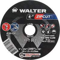 Zipcut Cut-Off Wheel, 5" x 3/64", 7/8" Arbor, Type 1, Aluminum Oxide, 12200 RPM Pathway Supply LP