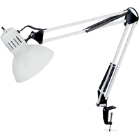 Swing Arm Clamp-On Desk Lamps, 100 W, Incandescent, C-Clamp, 36" Neck, White Pathway Supply LP