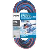 Cordon rallonge verrouillable toute saison en caoutchouc TPE Arctic Blue, Toutes saisons, SJEOW, AWG 12/3, 15 A, 25' Pathway Supply LP