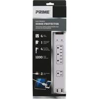USB Charging Surge Protectors, 4 Outlets, 1200 J, 1875 W, 4' Cord Pathway Supply LP