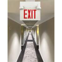 Exit Sign with Security Lights, LED, Battery Operated/Hardwired, 12-1/10" L x 11" W, English Pathway Supply LP